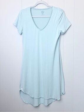 Faceplant Dreams Bamboo Light Aqua Sea Foam Green VNeck Nightshirt Gown Small